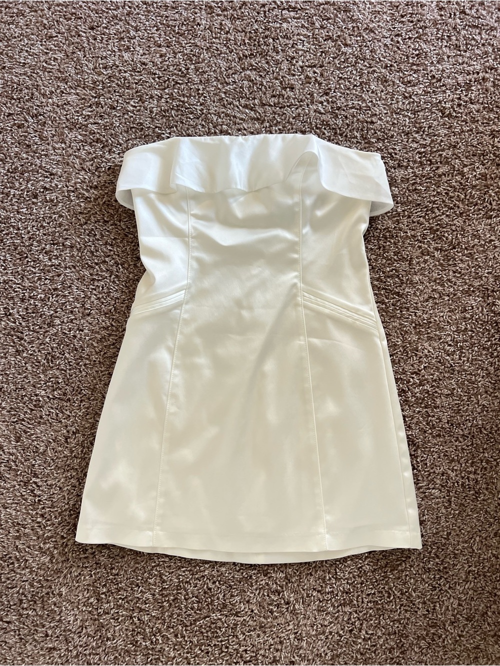 BHLDN Strapless Cream Satin Mini Dress